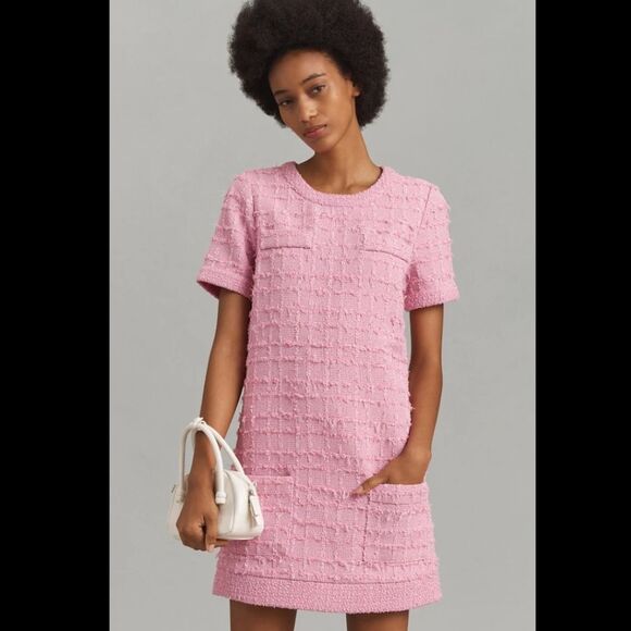 Anthropologie Endless Rose Short-Sleeve Tweed Shift Mini Dress - Picture 2 of 3
